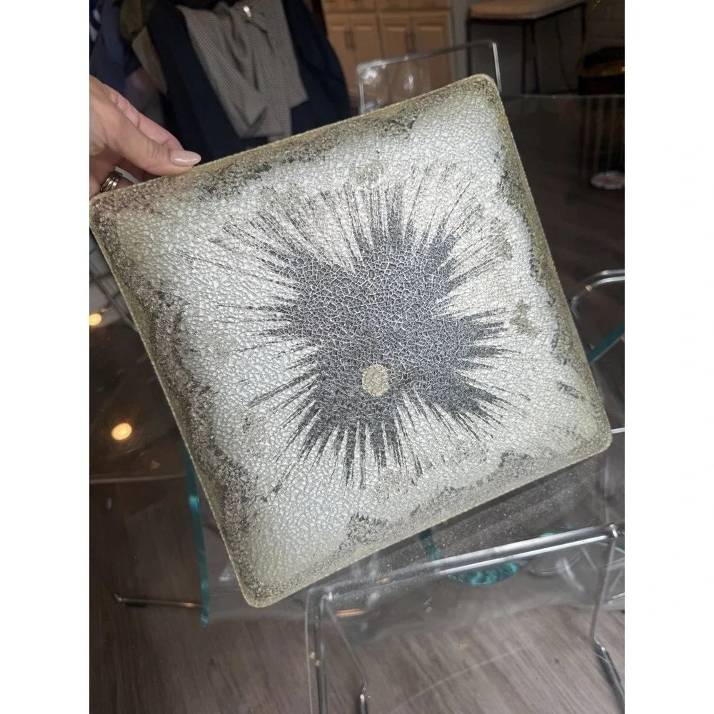 Vintage Dorothy Thorpe Atomic Splash Sterling Silver On Crystal Square Tray 11